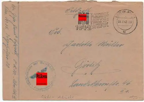 Feldpost: Oberkommando der Wehrmacht - Abwehr 1942 nach Görlitz