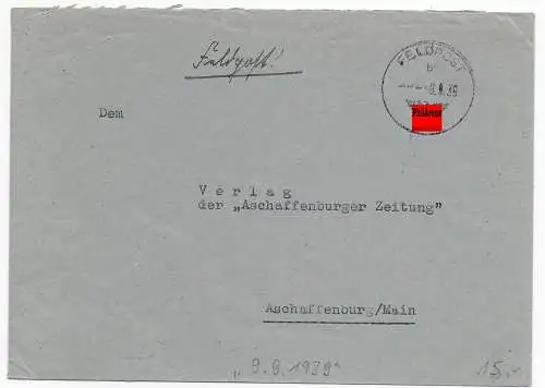 Feldpost: frühe Feldpost 9.9.39 an die Aschaffenburger Zeitung von FPNr. 11031