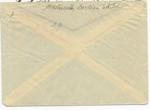 Feldpost: Berlin 1943 an FPNr. L28449, Wien, Zurück