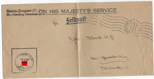 Feldpost: Beute Umschlag: On his Majesty's Service 1941, Heeres Zeugamt