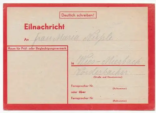 Eilnachricht Lebenszeichen Miesbach  - München, 12.7.1944