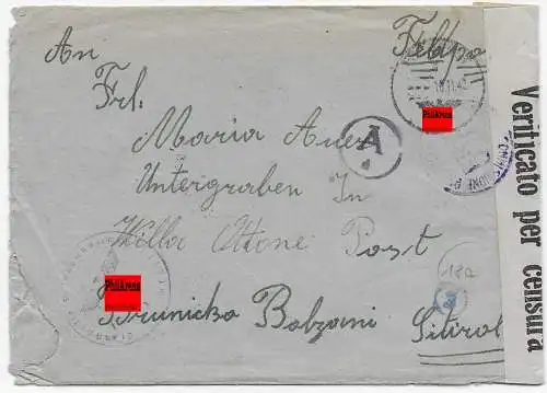 Feldpost: Südtiroler in der Wehrmacht, FPNr. 11321A, Dt. und ital. Zensur