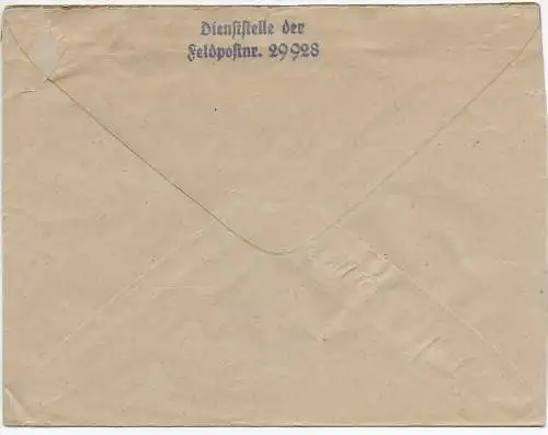 Feldpost: FPNr. 29928 an FPNr. 30833, Frankreich 1943
