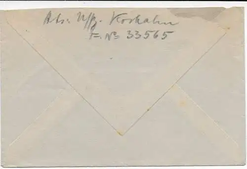 Feldpost: FPNr. 33565 vom 23.Januar 1945 nach Wies-Miesbach