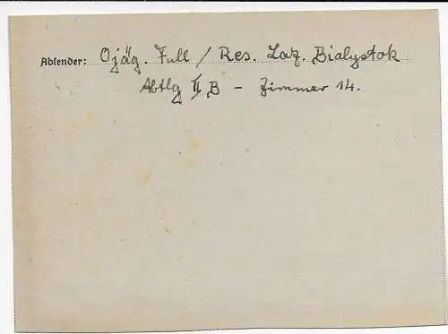Feldpost: Lazarett Bialystok 1942 nach Leipzig