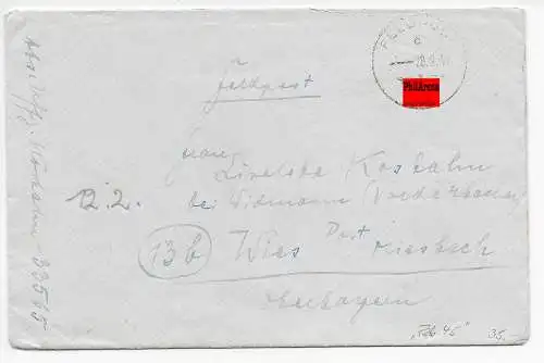 Feldpost: FPNr. 33565 vom 28.2.1945 nach Wies-Miesbach