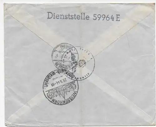 Feldpost: FPNr. 59964 als Einschreiben nach Weißenhorn 1944