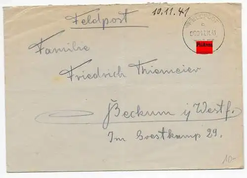 Feldpost: FPNr. 13344 nach Beckum 1941