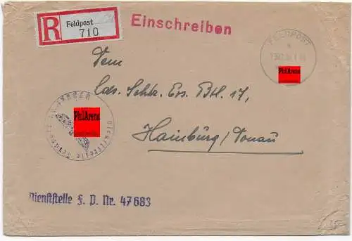 Feldpost: FPNr. 47683 von 1944 nach Hainburg als Einschreiben