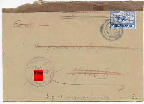 Feldpost: FPNr. 27053: Doppelt verwendeter Umschlag von 1942