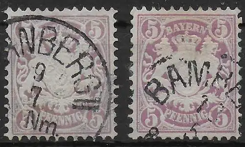 Bayern: MiNr. 45 a + b, teils BPP geprüft
