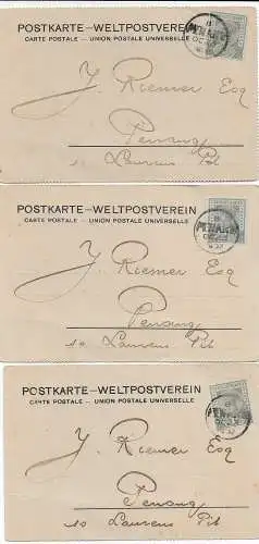 3x picture post card: straits settlements 