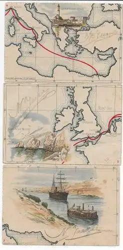 3x picture post card: straits settlements 