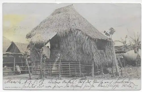 Philippinen: picture post card Manila: Nipa House