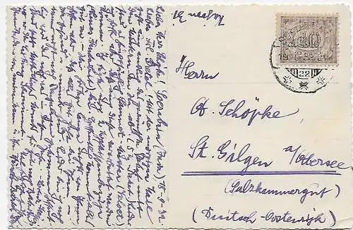 Niederländisch Indien: photo post card 1938 to St. Gilgen