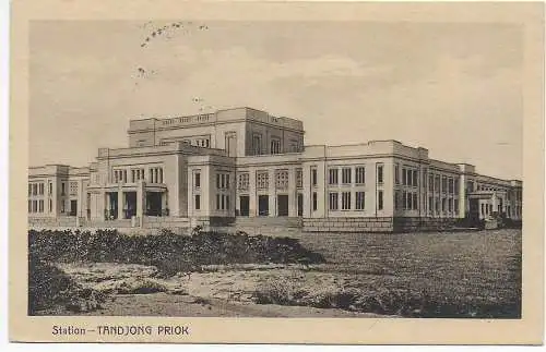 Niederländisch Indien: photo post card 1921 Station- Tandjong Priok