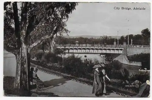 Australien: picture post card Adelaide 1914, city bridge