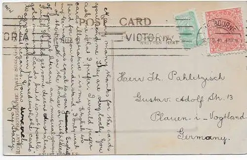 Australien: picture post card Melbourne, Victoria, Fairy Scene Blacks Spur 1910