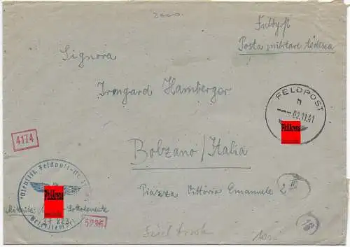 Feldpost:  FPNr. 37823 nach Bozen 1941 nach Bozen, Südtiroler in der Wehrmacht