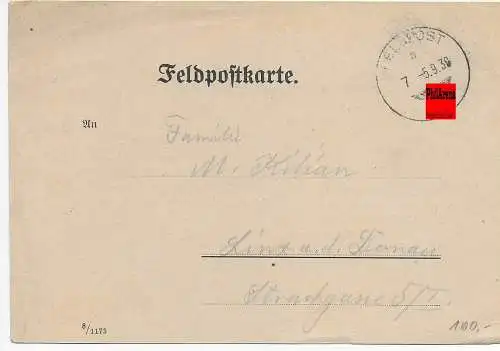 Feldpost: 5.9.39 von FPNr. 23496, frühe Feldpost nach Kriegsanfang nach Linz