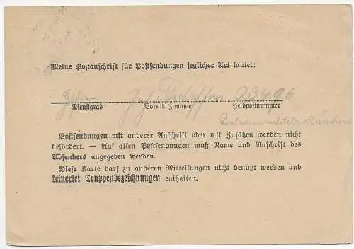 Feldpost: 5.9.39 von FPNr. 23496, frühe Feldpost nach Kriegsanfang nach Linz