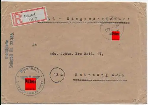 Feldpost: FPNr. 32386 nach Hainburg als Einschreiben 1944