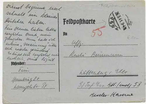 Feldpost: Feldpostsammelstelle Hamburg 1941 nach Wittenberg