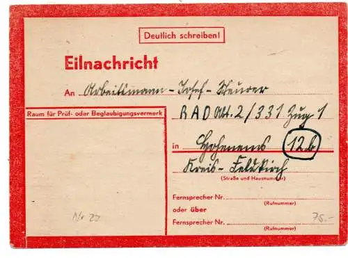 DR: Eilnachricht Lebenszeichen: 7.1.45 Fliegerangriff gut überstanden, München