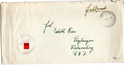 Feldpost: Flugzeugführerschule Lönnewitz 1939
