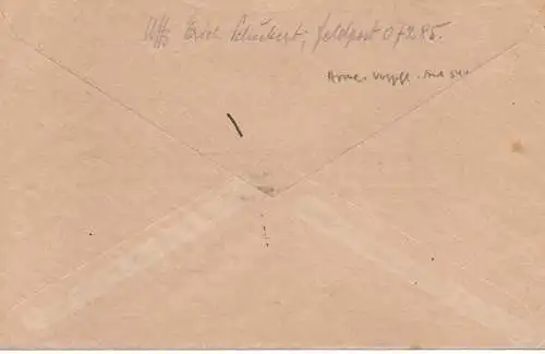 Feldpost: FPNr. 07285, Verpflegung, Vordruckbrief 1940 nach Leipzig