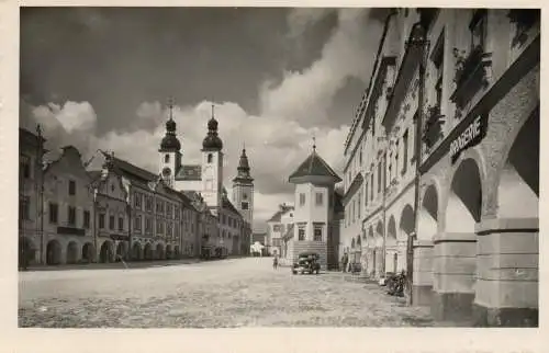 2x AK Telč - Radnice und Námesti 1939