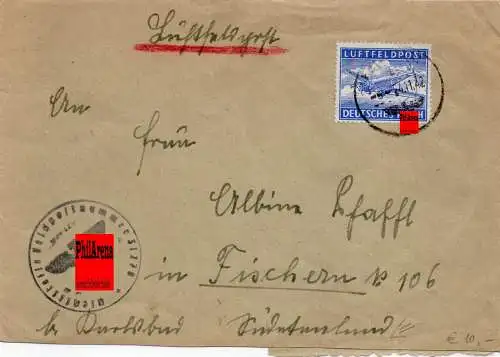 Feldpost: Luftfeldpost von FPNr. 31278 von 1942 nach Fischern