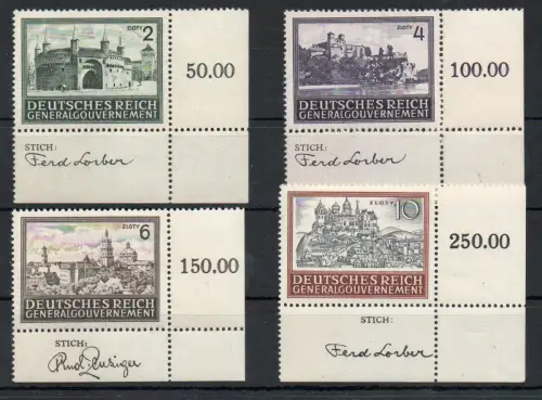 Generalgouvernement GG: MiNr. 113-116, Eckrand E4, Stich, postfrisch