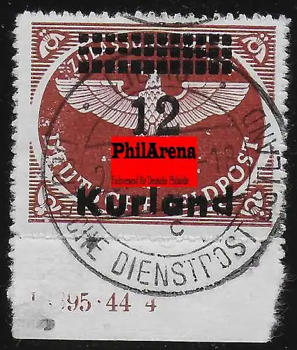 Kurland: MiNr. 4B, gestempelt, winzige Schürfung, HAN