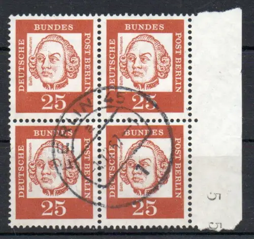 Berlin: MiNr. 205, Vierblock gestempelt