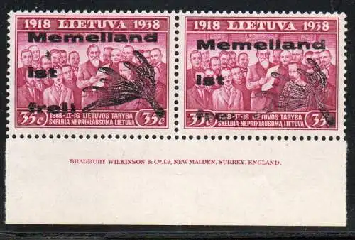 Memel: MiNr. III, Druckvermerk, postfrisch