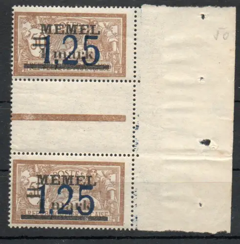 Memel: MiNr. 50 Zwischensteg, postfrisch