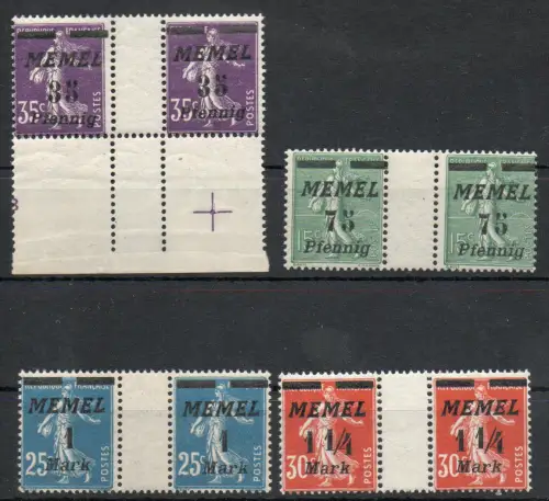 Memel: MiNr. 84-87, Zwischensteg, postfrisch