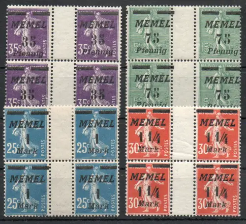 Memel: MiNr. 84-87, Zwischensteg + Ms, postfrisch