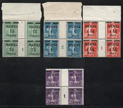 Memel: MiNr. 84-87, Zwischensteg + Ms, postfrisch **