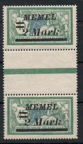 Memel: MiNr. 88, Zwischensteg, postfrisch ** gefaltet