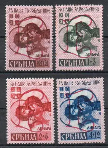 Dt. Besetzung Serbien: MiNr. 54-57 A IV, Mängel