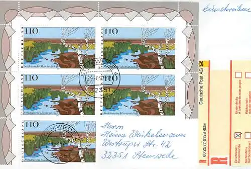 Bund: Einschreiben Stemwede mit MiNr. 1945, Mehrfachfrankatur