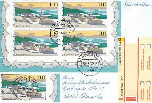 Bund: Einschreiben Stemwede mit MiNr. 1943, Mehrfachfrankatur