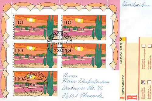 Bund: Einschreiben Stemwede mit MiNr. 1944, Mehrfachfrankatur