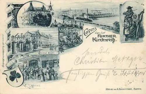 Ansichtskarte: Gruss von der Fürther Kirchweih 1898