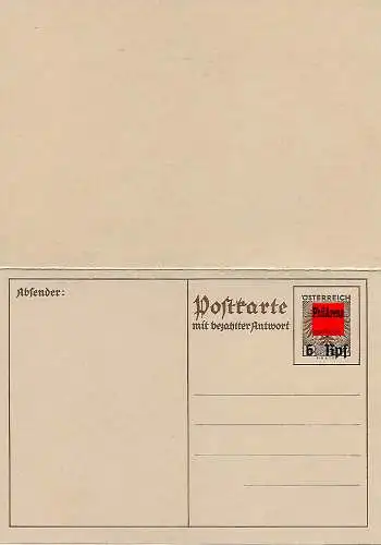 Österreich Ganzsachen Antwortpostkarte MiNr. P295 - nicht verausgabt