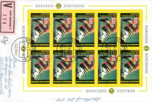 Bund: Wertbrief Stemwede mit MiNr. 1833, Mehrfachfrankatur