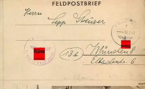 Feldpost: Feldpost 1944 nach München