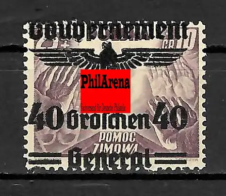 GG Generalgouvernement: starke Aufdruckverschiebung MiNr. 31, **, mit BPP Attest